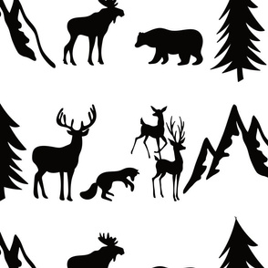 woodland animals black