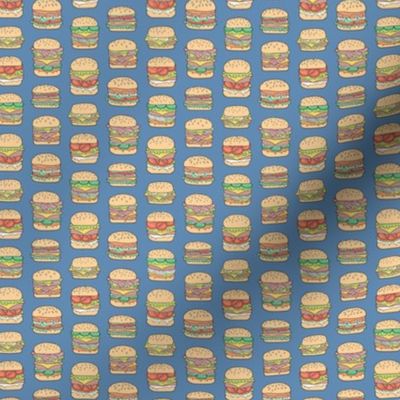 Hamburgers Junk Food Fast food on Dark Blue Navy Tiny Small