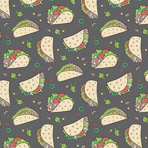 Tacos Food on Dark Grey Charcoal Smaller 1,5 inch