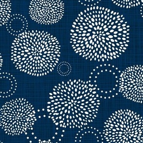 Shibori Japanese Cotton Fabric for tenugui, furoshiki, kimono, yukata home decor white Dots on navy blue 