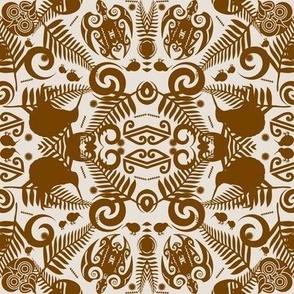 kiwi damask in brown and taupe -  small scale