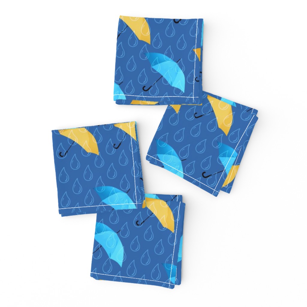 Rain umbrellas blue yellow Wallpaper