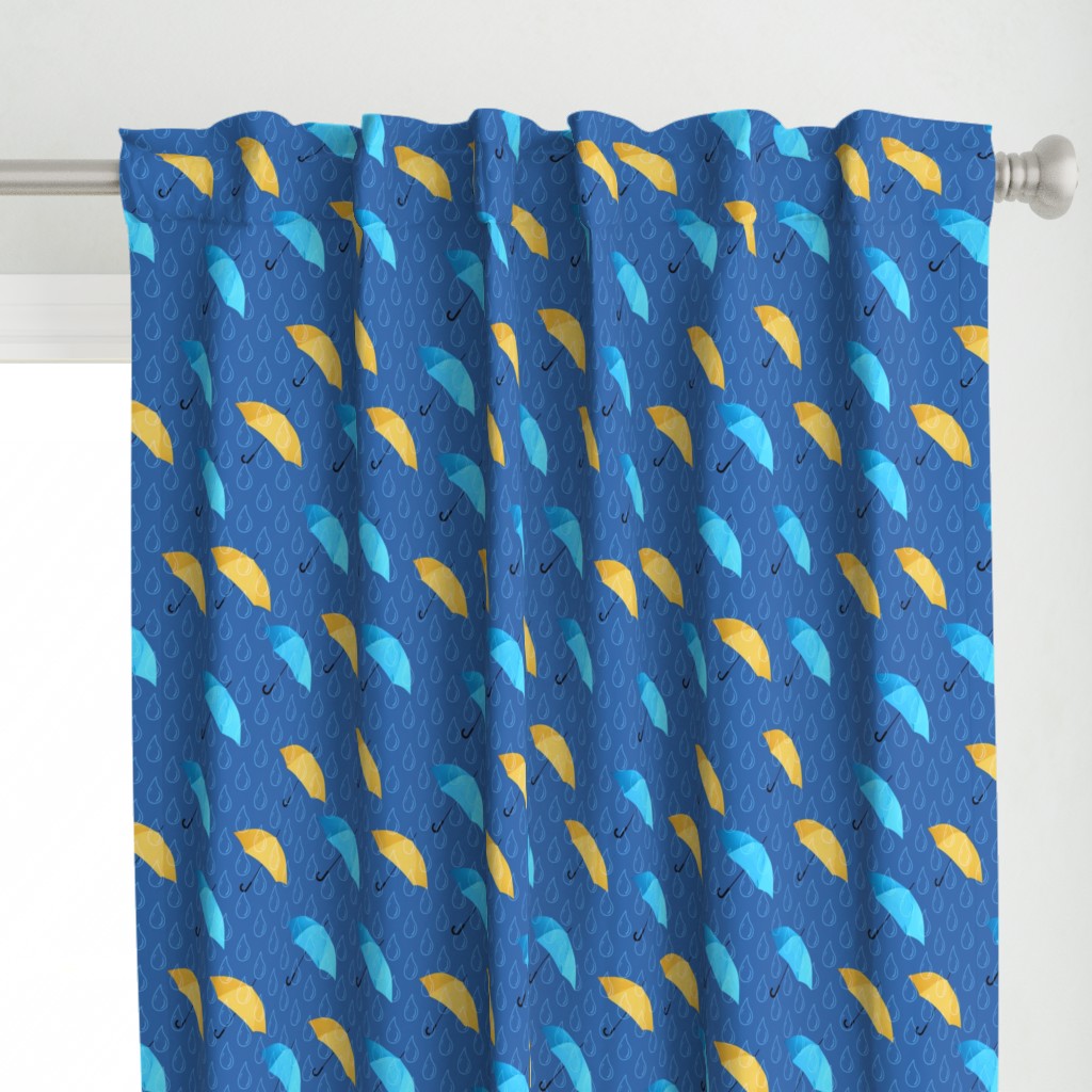 Rain umbrellas blue yellow Wallpaper