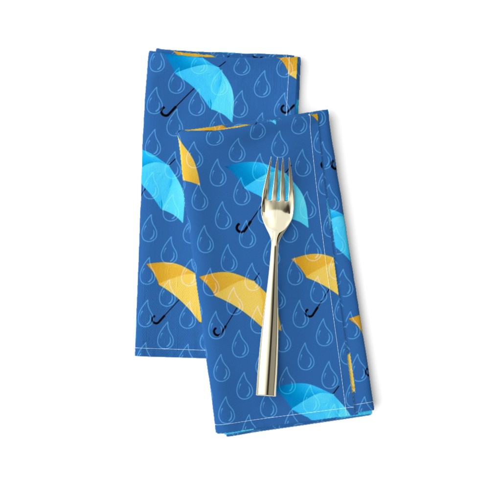 Rain umbrellas blue yellow Wallpaper