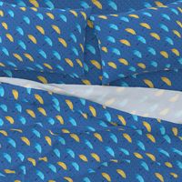 Rain umbrellas blue yellow Wallpaper