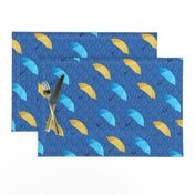 Rain umbrellas blue yellow Wallpaper