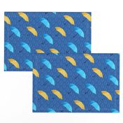 Rain umbrellas blue yellow Wallpaper