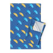 Rain umbrellas blue yellow Wallpaper