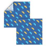 Rain umbrellas blue yellow Wallpaper