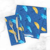 Rain umbrellas blue yellow Wallpaper