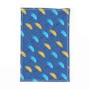 Rain umbrellas blue yellow Wallpaper