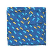 Rain umbrellas blue yellow Wallpaper