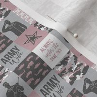 (1" scale) Army Wife - Patchwork fabric (always under the same sky) - Soldier Military - mauve and camo - LAD19BS