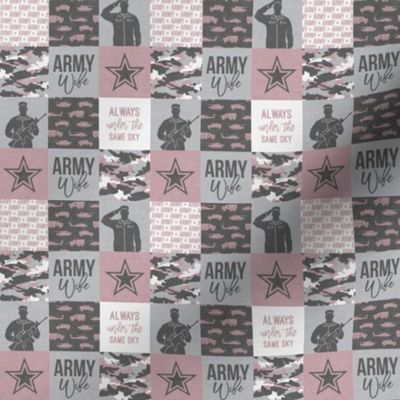 (1" scale) Army Wife - Patchwork fabric (always under the same sky) - Soldier Military - mauve and camo - LAD19BS