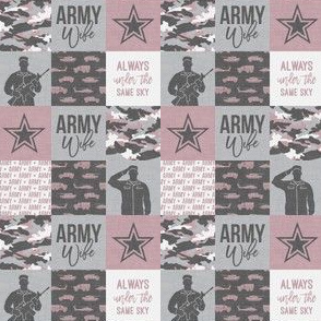 (1" scale) Army Wife - Patchwork fabric (always under the same sky) - Soldier Military - mauve and camo - LAD19BS