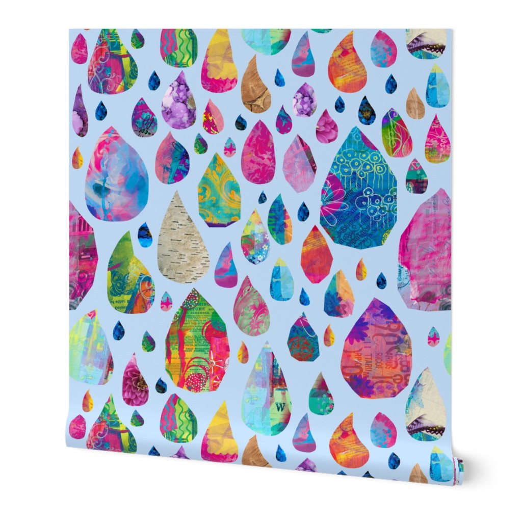 Brightly colored rain drop collage