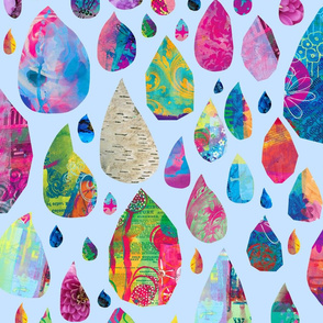 Brightly colored rain drop collage