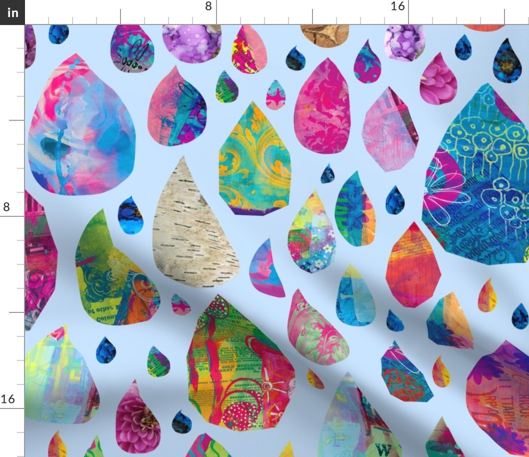 Brightly colored rain drop collage