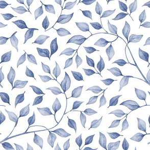 Blue Leaves On White