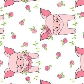 rotated pink pigs with-roses