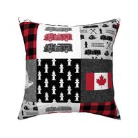 firefighter wholecloth - patchwork - red and black  - Canadian flag - C19BS