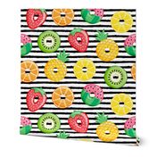 fruit donuts - summer doughnuts - black stripes - LAD19