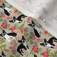 TINY - Boston Terrier hawaiian fabric - hawaiian floral fabric, dog fabric, tropical dog fabric, 