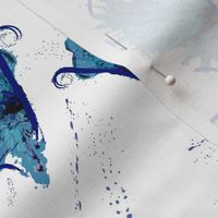 Watercolor Abstract Butterflies Blue