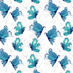 Watercolor Abstract Butterflies Blue