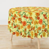 18" Vintage Sunflowers on tender yellow