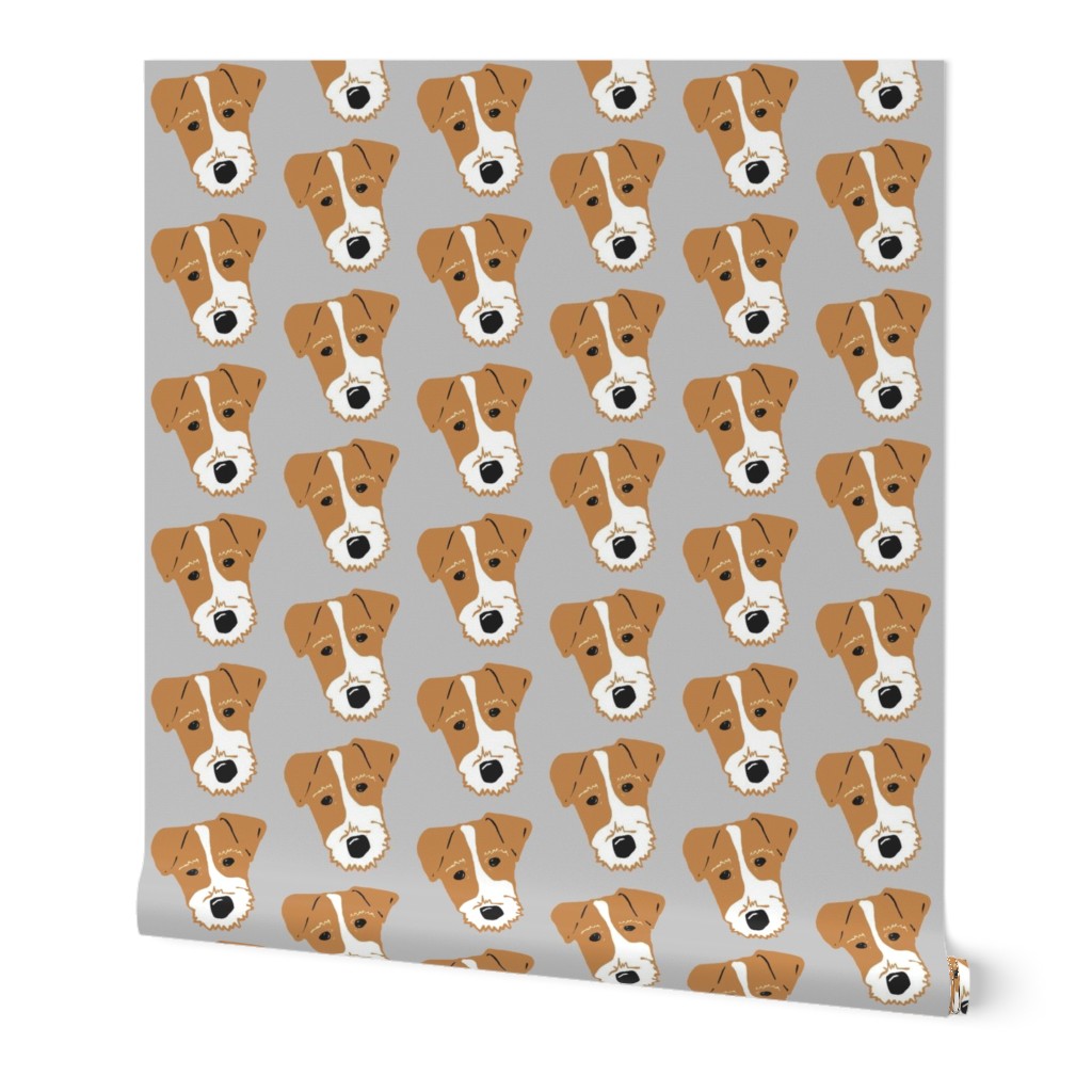 Wire Fox Terrier - Jack Russell Terrier - tan on light blue gray