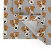 Wire Fox Terrier - Jack Russell Terrier - tan on light blue gray