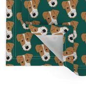Wire Fox Terrier - Jack Russell Terrier - Tan on dark green