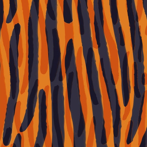 Tiger Orange and Black Watercolor Animal Print