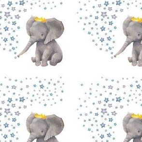 4" Baby Boy Elephant with Stars Block