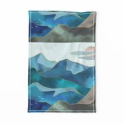 Watercolor Abstract Mountains fat quarter tapestry