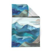 Watercolor Abstract Mountains fat quarter tapestry