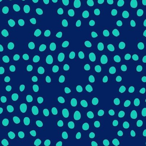 Navy Blue + Turquoise Texture Dots in Hexagon Shape Fat Eighth // Bright + Playful Color with Geometric Floral and Botanical Motifs // Quilting Collection // Small Scale // ZirkusDesign