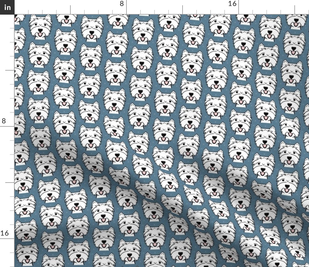 Happy Westie fabric - cute West Highland Terrier design