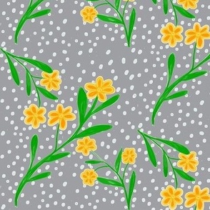 Spring Showers and Golden Flowers on Mystic Grey