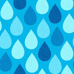 Raindrops // Rain Drops // Textured Sky Blue // JUMBO Scale - 150 DPI