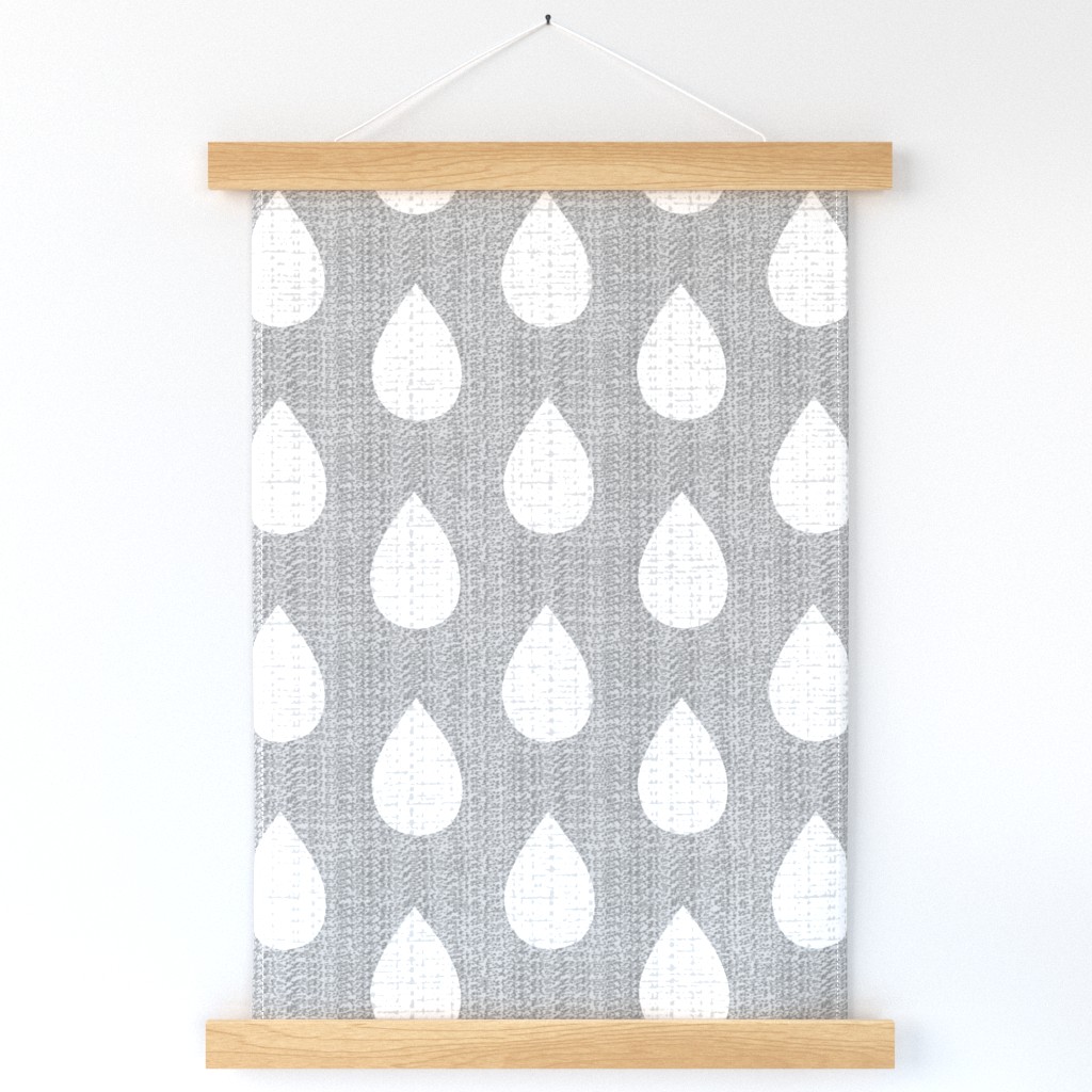 Raindrops on gray flannel