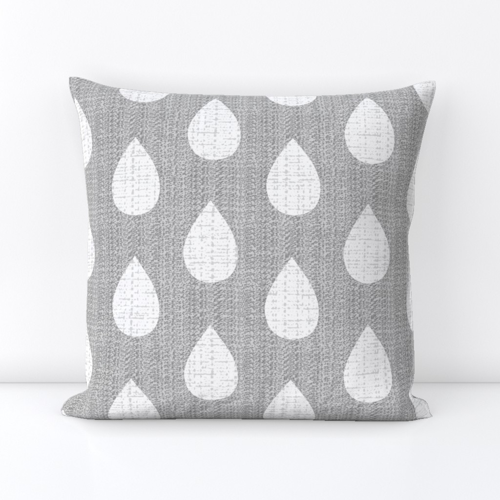 Raindrops on gray flannel