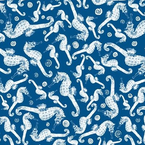 Ditsy Seahorse on Navy