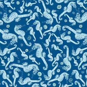 Ditsy Navy and Blue Seahorse