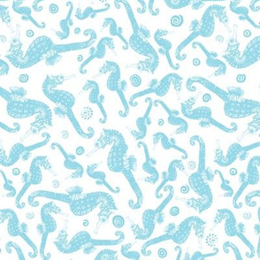 Ditsy Blue and White Seahorse
