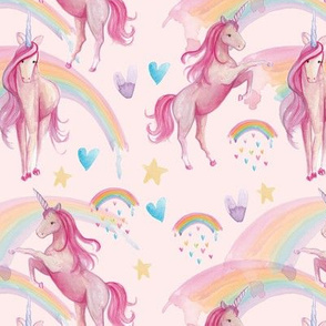 Pastel Pink Unicorns and Rainbows