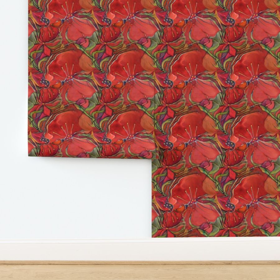 red poppy-batik-watercolor