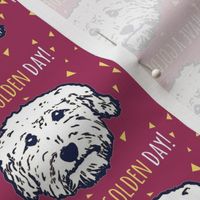 Have a golden day - goldendoodle fabric in plum purple