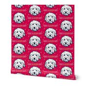Have a golden day - goldendoodle fabric in dark pink